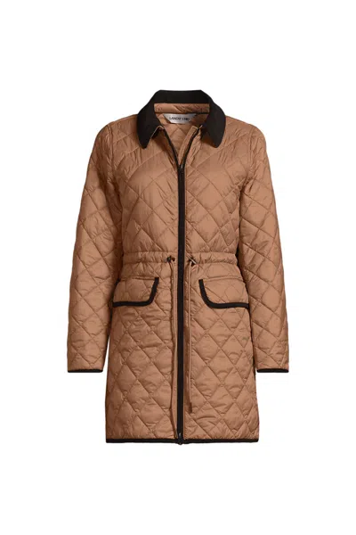 Lands' End Women's Plus Size Featherfree Insulated Barn Coat In Brown