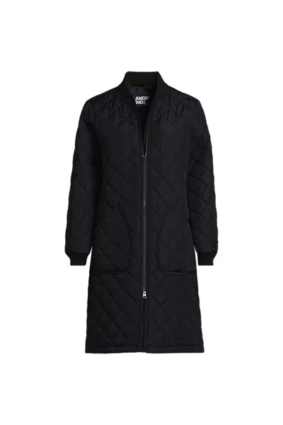 Lands' End Women's Plus Size Featherfree Insulated Bomber Coat In Black