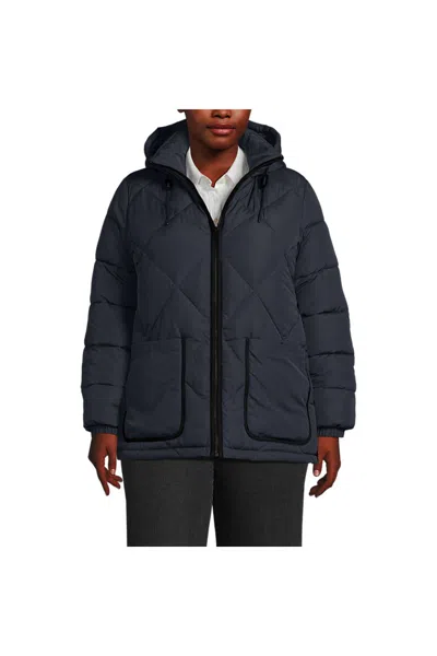 Lands' End Women's Plus Size Featherfree Insulated Diamond Quilted Jacket In Gray