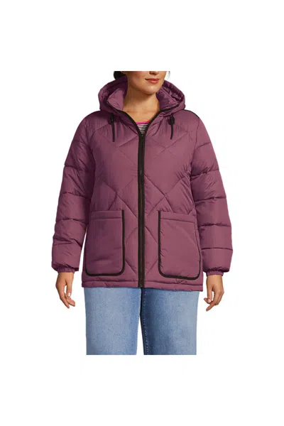 Lands' End Women's Plus Size Featherfree Insulated Diamond Quilted Jacket In Red