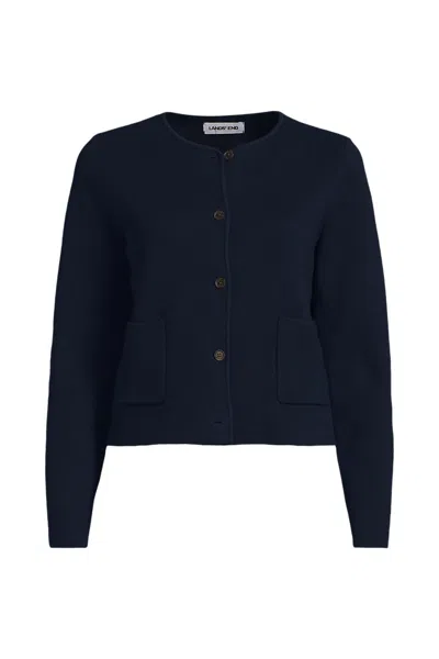 Lands' End Women's Plus Size Fine Gauge Cotton Milano Blazer Sweater In Multi
