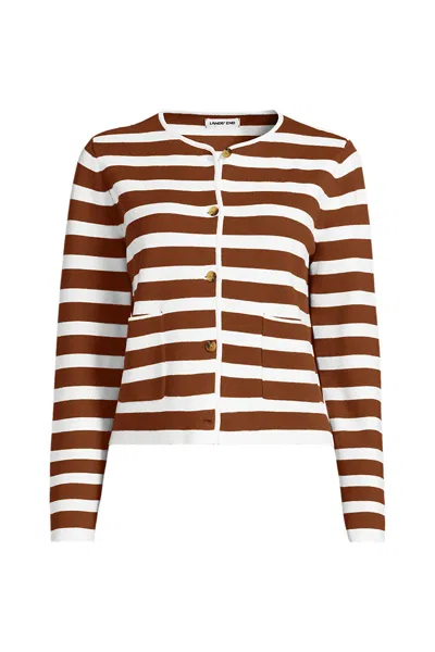 Lands' End Women's Plus Size Fine Gauge Cotton Milano Blazer Sweater In Brown