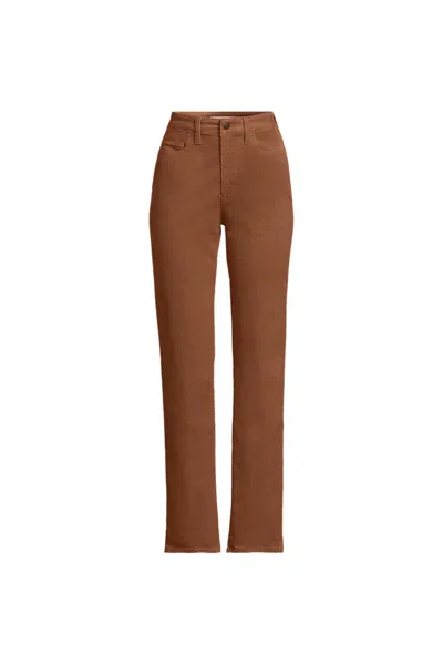 Lands' End Women's Plus Size Fine Wale Corduroy High Rise Straight Leg Pants In Brown