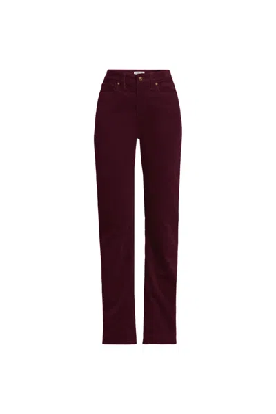 Lands' End Women's Plus Size Fine Wale Corduroy High Rise Straight Leg Pants In Red