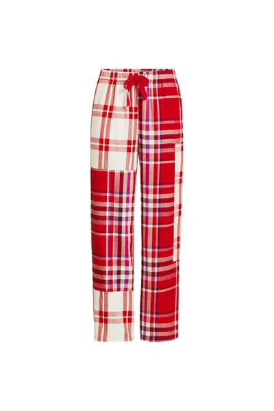 Lands' End Women's Plus Size Flannel Patchwork Wide Leg Sleep Pants In Transparent