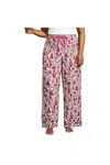 Lands' End Plus Size Flannel Patchwork Wide Leg Sleep Pants In Pink