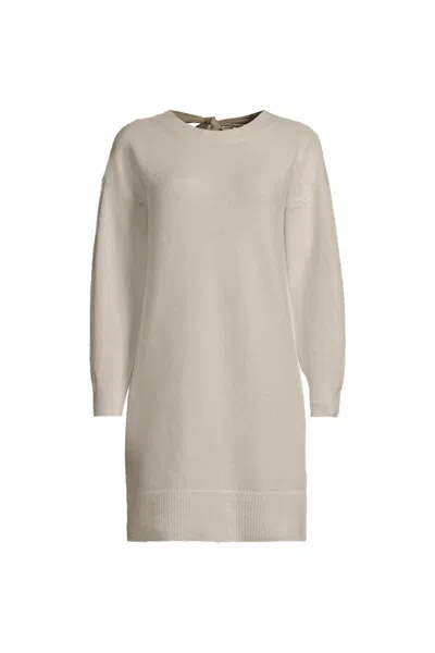 Lands' End Women's Plus Size Fuzzy Bow Back Mini Sweater Dress In Pink