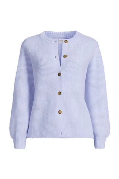 Lands' End Women's Plus Size Fuzzy Shaker Cardigan Sweater In Blue