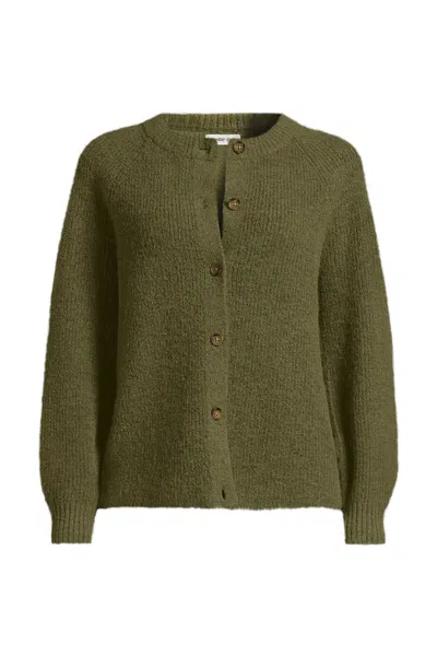 Lands' End Women's Plus Size Fuzzy Shaker Cardigan Sweater In Green