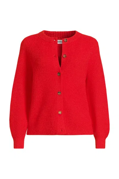 Lands' End Women's Plus Size Fuzzy Shaker Cardigan Sweater In Red