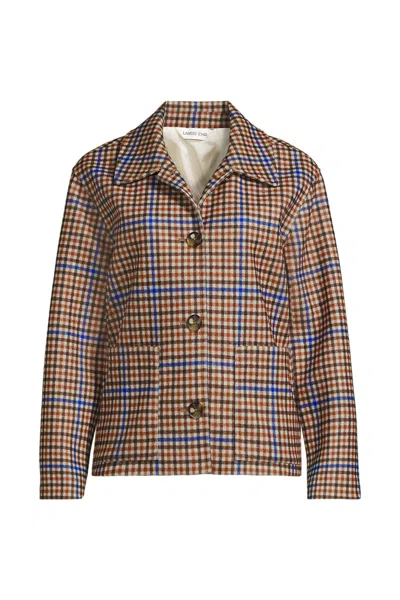 Lands' End Women's Plus Size Heritage Brushed Shirt Jacket In Brown
