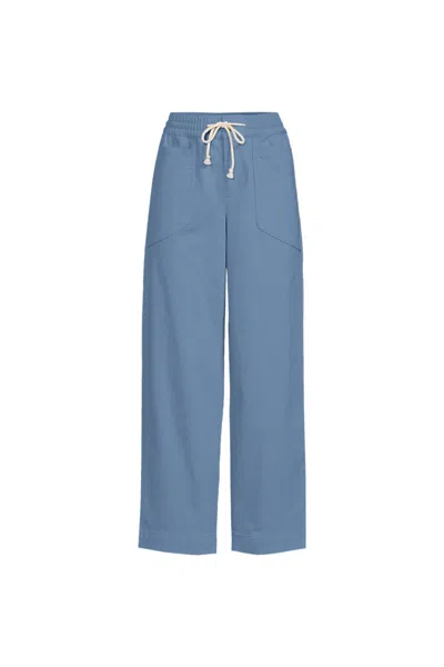 Lands' End Women's Plus Size Herringbone Chino High Rise Relaxed Straight Drawstring Ankle Pants In Blue