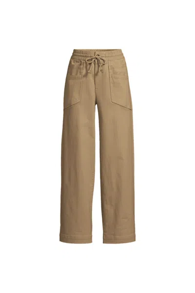 Lands' End Women's Plus Size Herringbone Chino High Rise Relaxed Straight Drawstring Ankle Pants In Brown