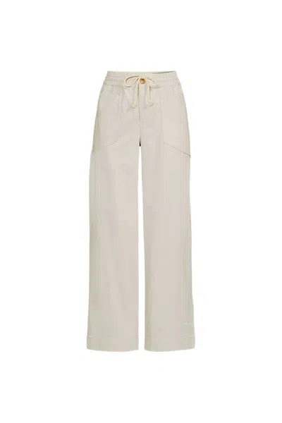 Lands' End Women's Plus Size Herringbone Chino High Rise Relaxed Straight Drawstring Ankle Pants In Tan
