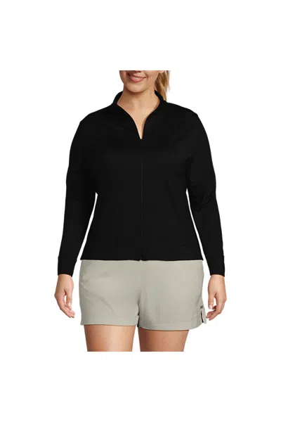 Lands' End Women's Plus Size High Impact Full Zip Jacket In Black