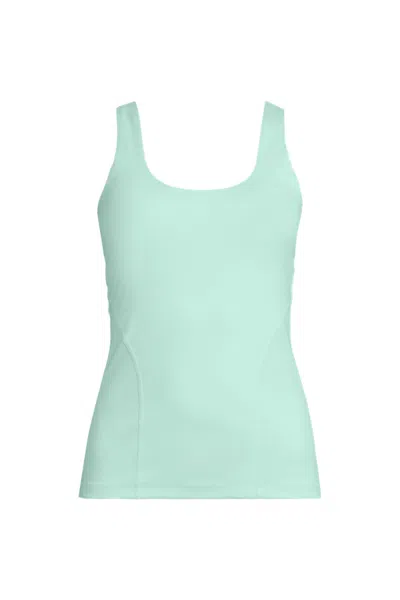 Lands' End Women's Plus Size High Impact Scoop Neck Active Tank Top In Green