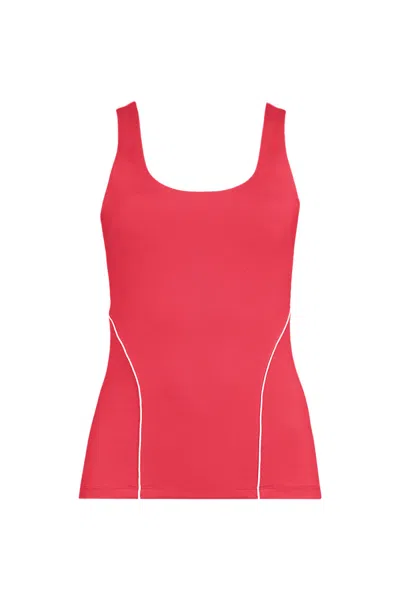 Lands' End Women's Plus Size High Impact Scoop Neck Active Tank Top In Red