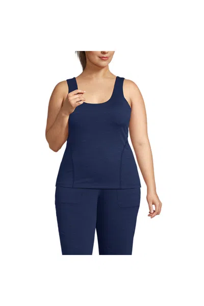 Lands' End Women's Plus Size High Impact Tank Top In Blue