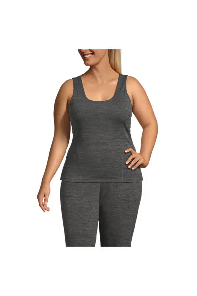 Lands' End Women's Plus Size High Impact Tank Top In Gray
