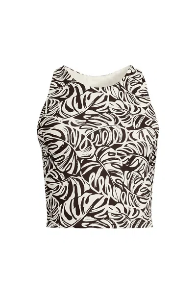 Lands' End Women's Plus Size High Neck Racerback Midkini Top In Brown