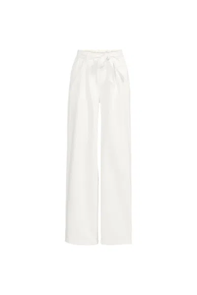 Lands' End Women's Plus Size High Ridge Twill Pull On Pleated Wide Leg Pants In White