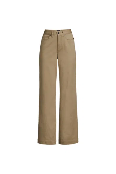 Lands' End Women's Plus Size High Rise 5 Pocket Wide Leg Chino Pants In Multi