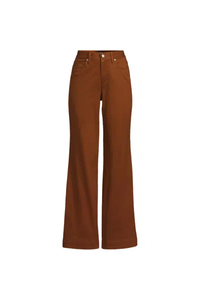 Lands' End Women's Plus Size High Rise 5 Pocket Wide Leg Chino Pants In Brown