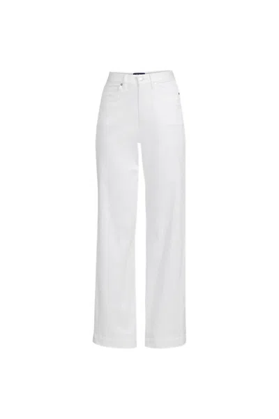 Lands' End Women's Plus Size High Rise 5 Pocket Wide Leg Chino Pants In White