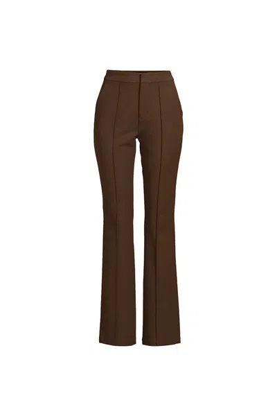 Lands' End Women's Plus Size High Rise Bi Stretch Pintuck Boot Cut Pants In Brown