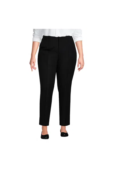 Lands' End Women's Plus Size High Rise Bi Stretch Pintuck Pencil Ankle Pants In Brown