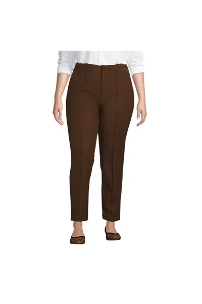 Lands' End Women's Plus Size High Rise Bi Stretch Pintuck Pencil Ankle Pants In Multi