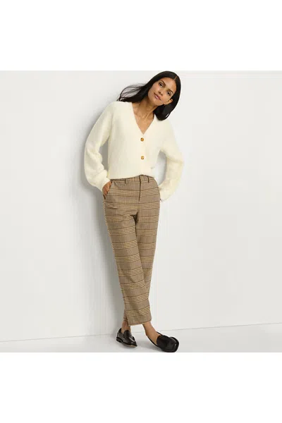 Lands' End Women's Plus Size High Rise Brushed Flannel Tapered Ankle Pants In Brown