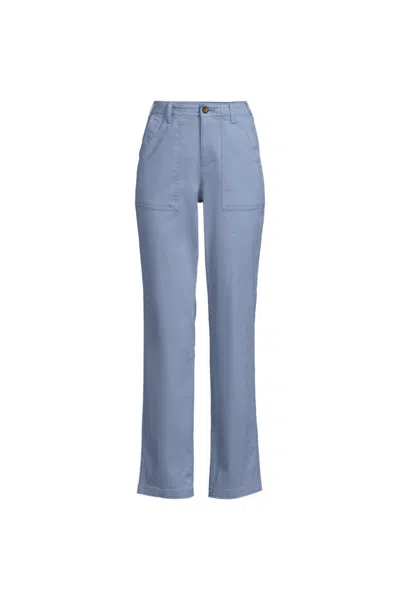 Lands' End Women's Plus Size High Rise Chino Utility Straight Leg Pants In Blue