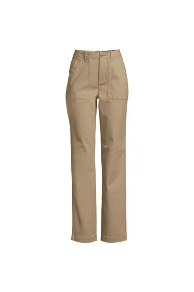 Lands' End Women's Plus Size High Rise Chino Utility Straight Leg Pants In Brown