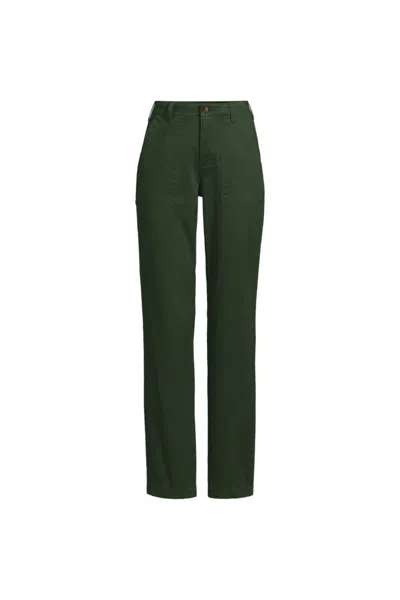 Lands' End Women's Plus Size High Rise Chino Utility Straight Leg Pants In Green