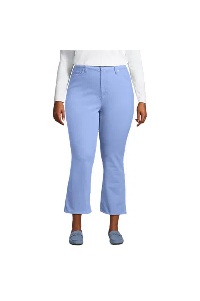 Lands' End Women's Plus Size High Rise Corduroy Kick Crop Pants In Blue