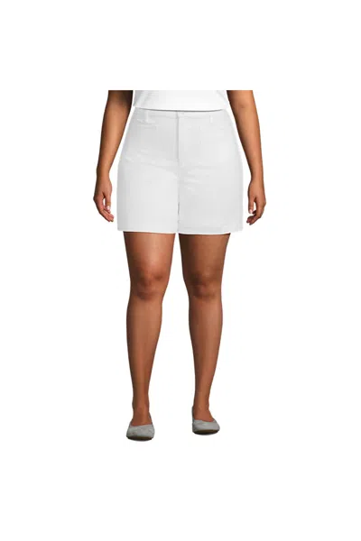 Lands' End Women's Plus Size High Rise Patch Pocket 5" Jean Shorts In White