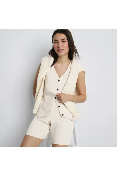 Lands' End Women's Plus Size High Rise Pleated Crepe 7" Shorts In Ivory