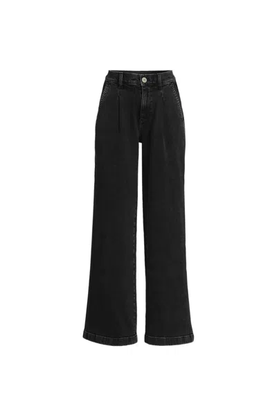 Lands' End Women's Plus Size High Rise Soft Denim Pleated Wide Leg Trousers In Gray