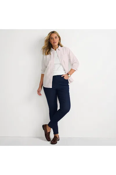 Lands' End Women's Plus Size High Rise Stretch Denim Skinny Jeans In Blue