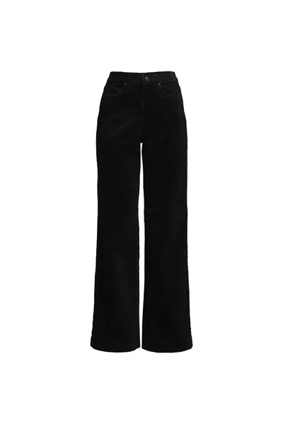 Lands' End Women's Plus Size High Rise Wide Leg Corduroy Pants In Black