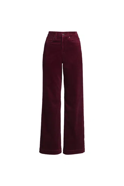 Lands' End Women's Plus Size High Rise Wide Leg Corduroy Pants In Red