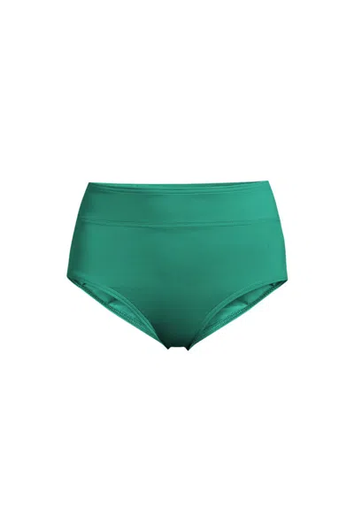 Lands' End Women's Plus Size High Waisted Bikini Bottoms In Green