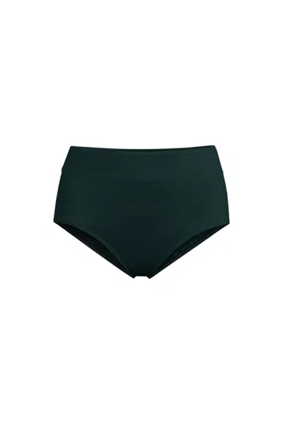 Lands' End Women's Plus Size High Waisted Bikini Bottoms In Green