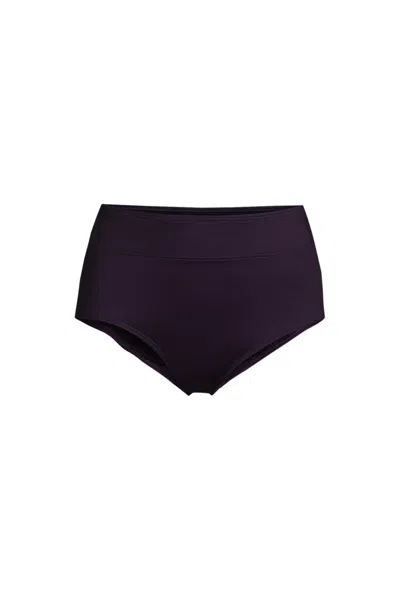 Lands' End Women's Plus Size High Waisted Bikini Bottoms In Purple
