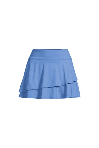 Lands' End Women's Plus Size High Waisted Tulip Hem Swim Skort In Blue