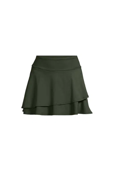 Lands' End Women's Plus Size High Waisted Tulip Hem Swim Skort In Green