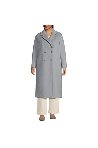 Lands' End Women's Plus Size Insulated Double Breasted Wool Coat In Gray