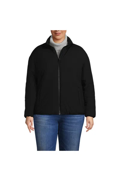 Lands' End Women's Plus Size Insulated Wide Channel Commuter Jacket In Black