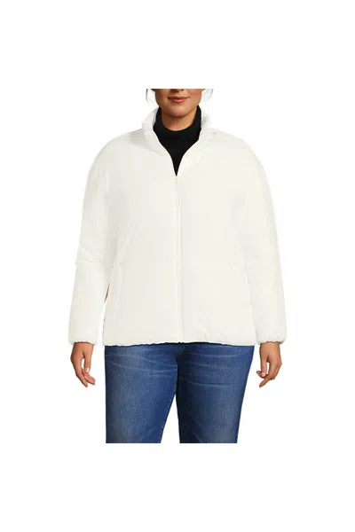Lands' End Women's Plus Size Insulated Wide Channel Commuter Jacket In White